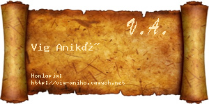 Vig Anikó névjegykártya